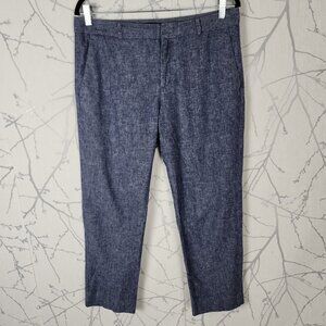Banana Republic Blue Chambray Linen Cotton Mid Rise Avery Ankle Pant